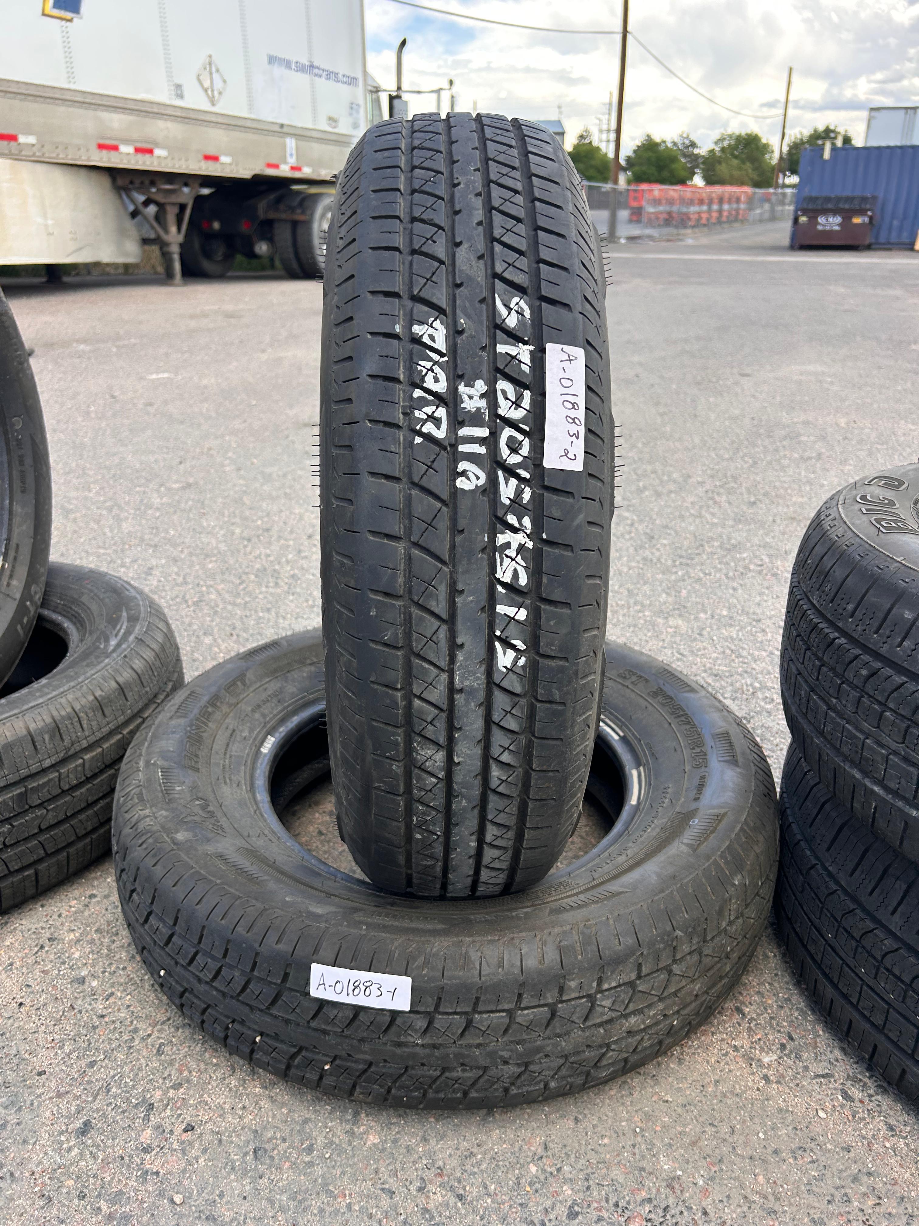 ST205/75R15 Pair (2 Used Tires) Rainer ST