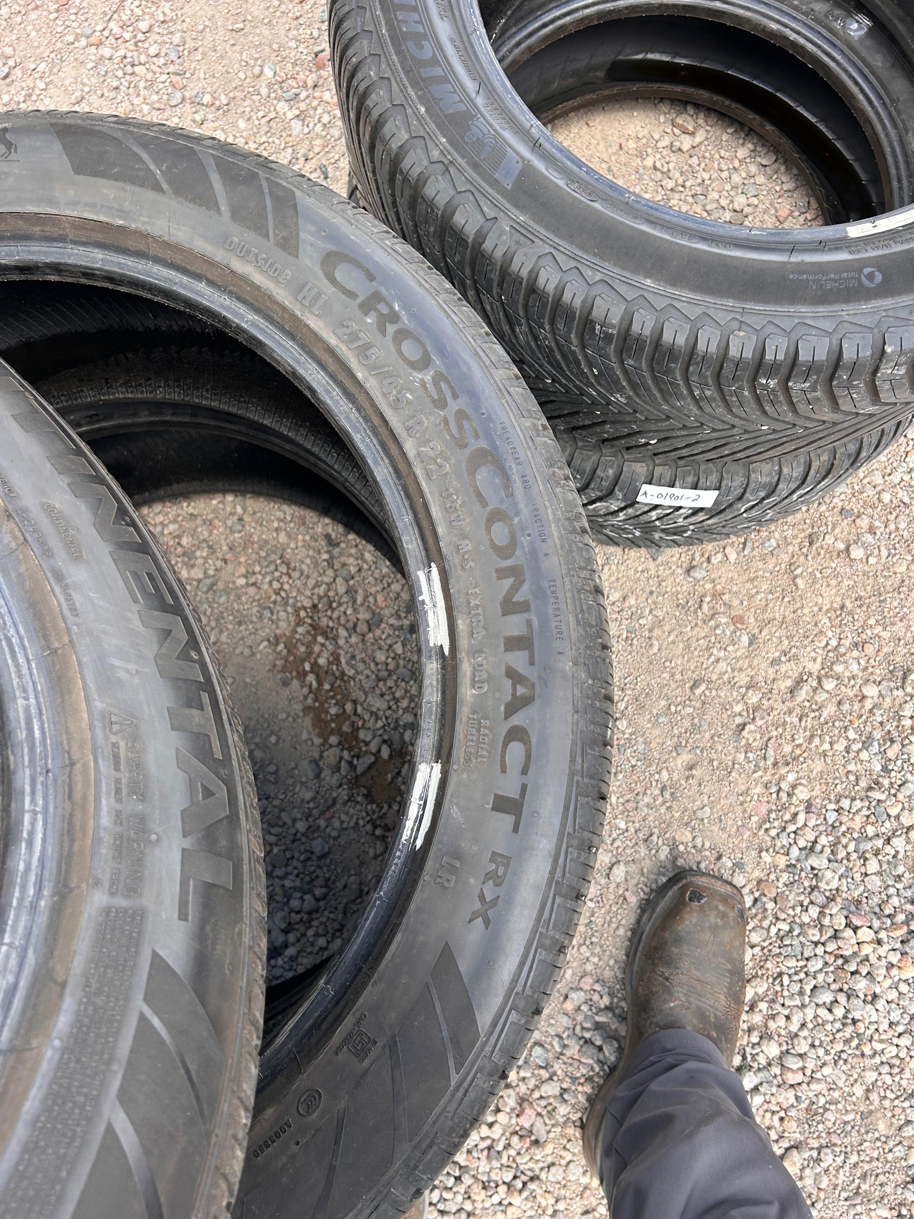 275/45R22 (3 Used Tires) Continental Cross Contact RX