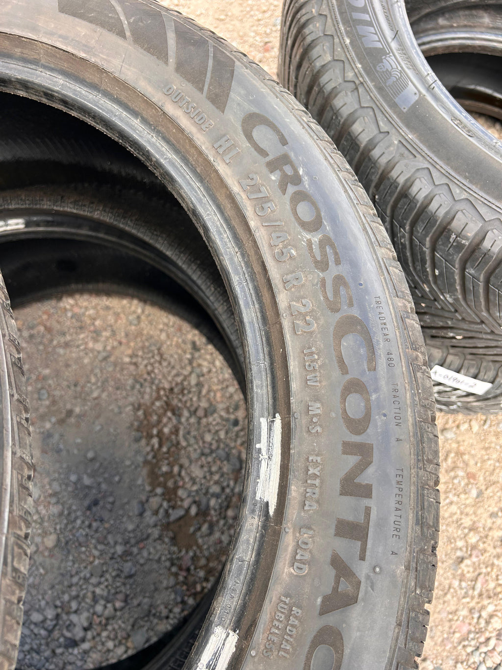 275/45R22 (3 Used Tires) Continental Cross Contact RX