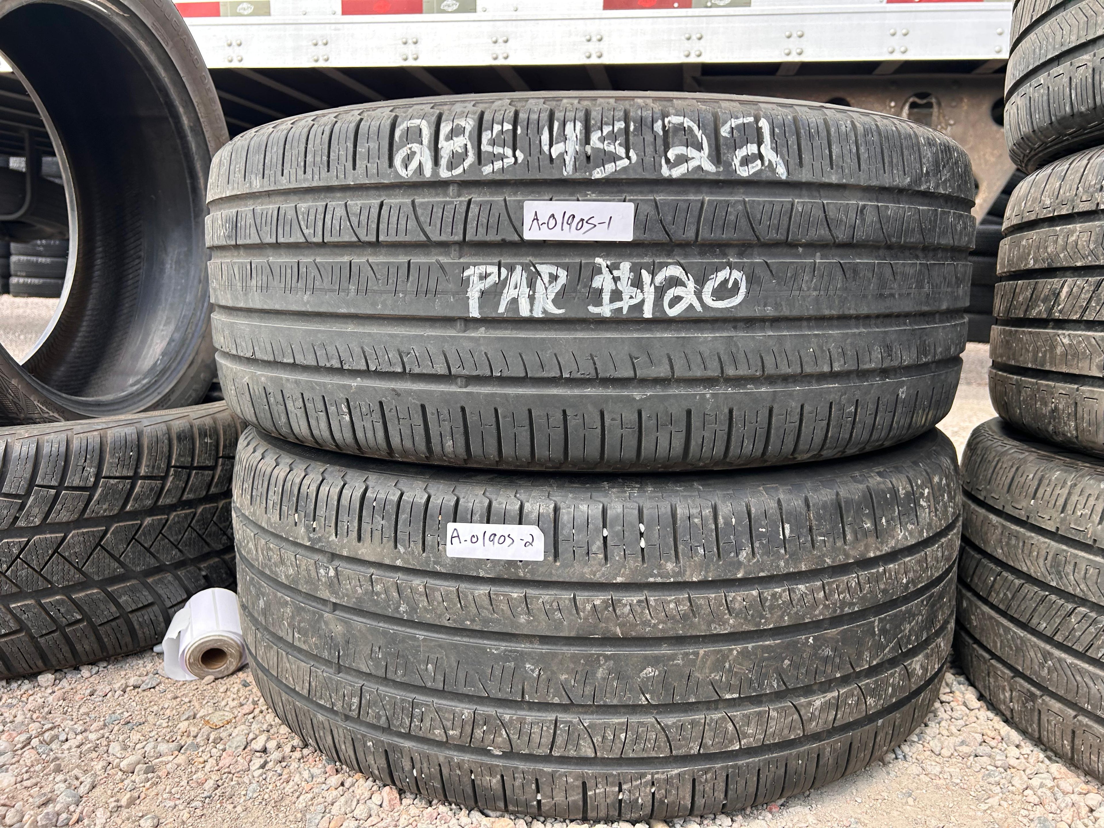 285/45R22 Pair (2 Used Tires) Pirelli Scorpian Verde