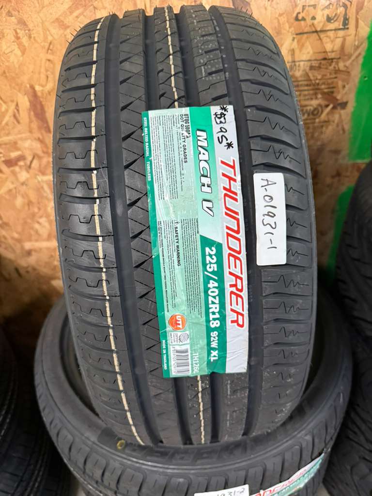 225/40R18 Set (4 Brand New Tires) Thunderer Mach 5