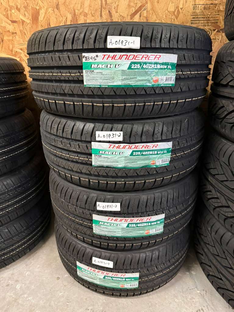225/40R18 Set (4 Brand New Tires) Thunderer Mach 5