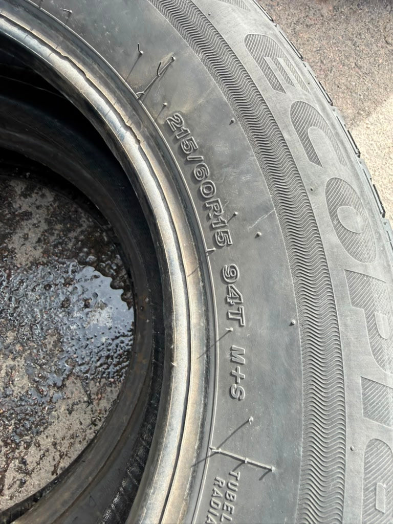 215/60R15 Pair (2 Used Tires) Bridgestone Ecopia El422