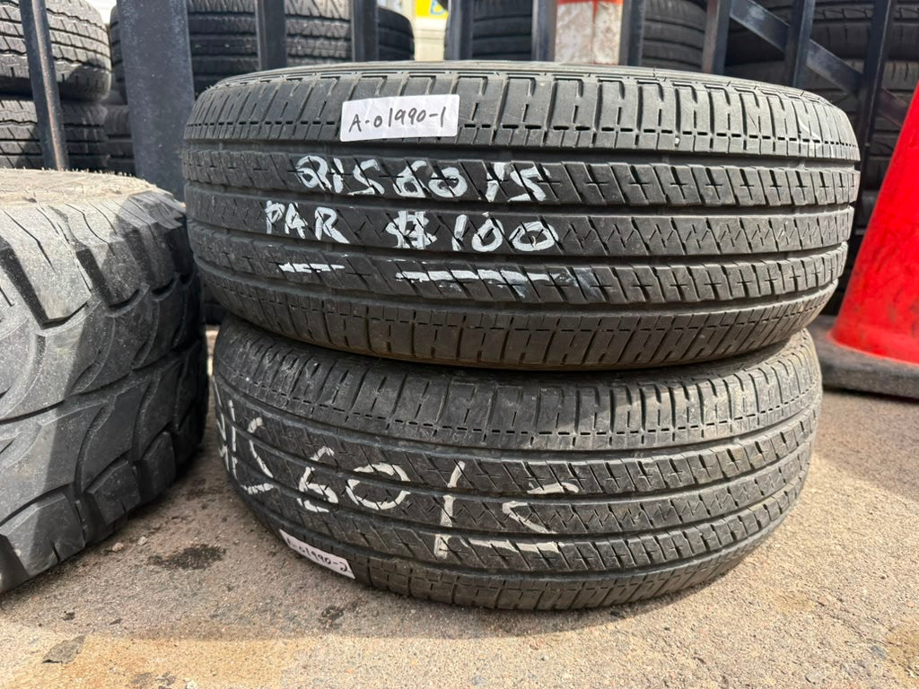 215/60R15 Pair (2 Used Tires) Bridgestone Ecopia El422