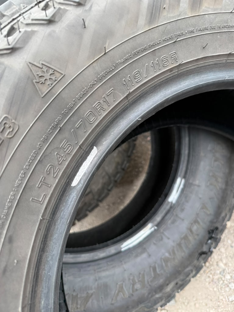 LT245/70R17 Single (1 Used Tire) Mazama Open Range SQM3
