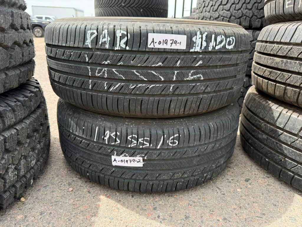 195/55R16 Pair (2 Used Tires) Michelin Premier AS