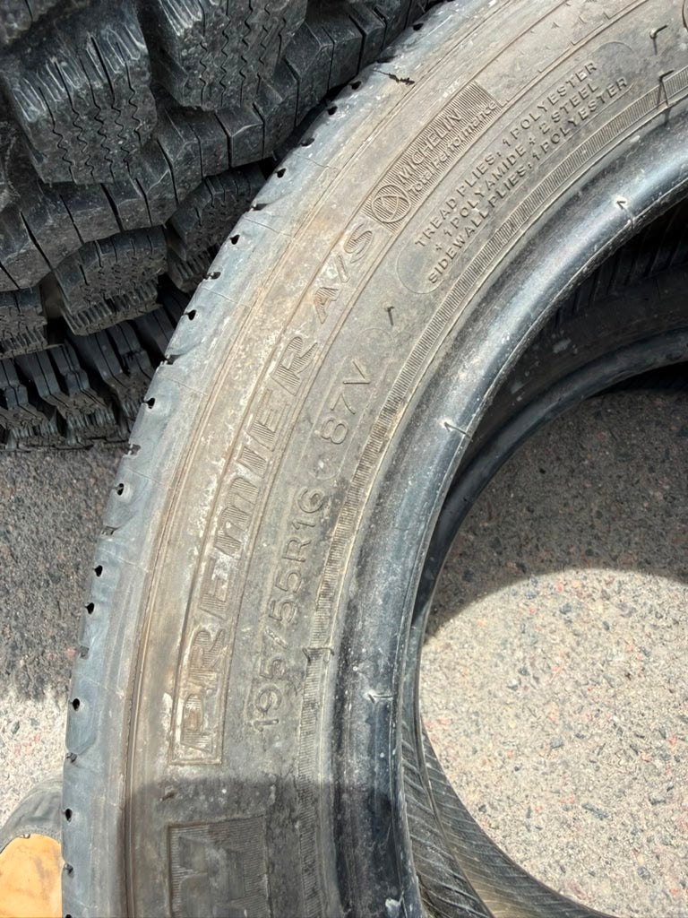 195/55R16 Pair (2 Used Tires) Michelin Premier AS