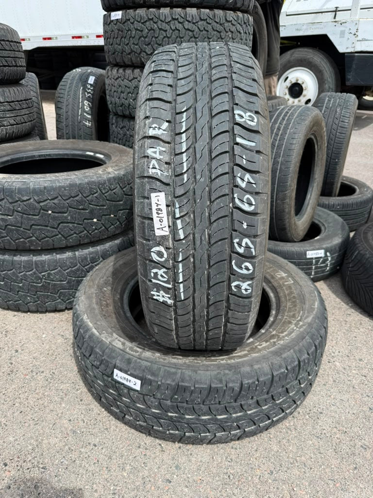 265/65R18 Pair (2 Used Tires) Fuzion