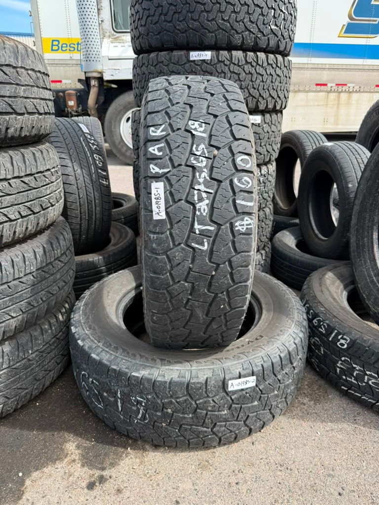 LT275/65R18 Pair (2 Used Tires) Hankook Dynapro ATM