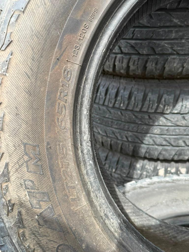 LT275/65R18 Pair (2 Used Tires) Hankook Dynapro ATM