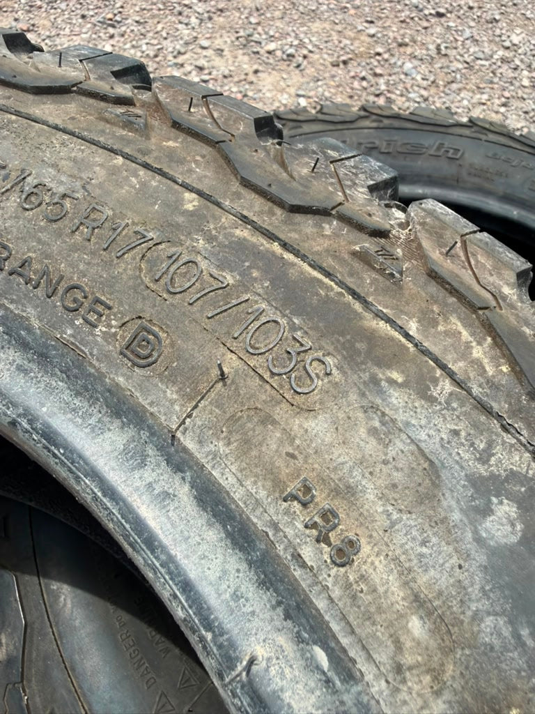 LT225/65R17 Set (4 Used Tires) Bfgoodrich All Terrain K02