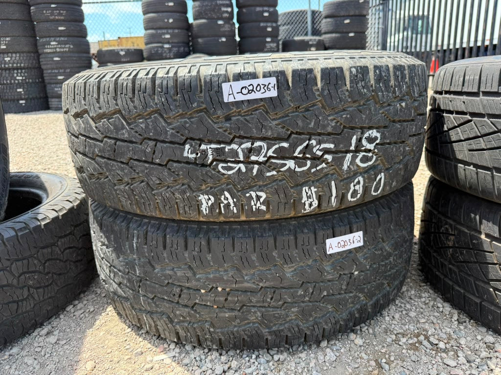 LT275/65R18 Pair (2 Used Tires) Nokia Rotiva AT Plus