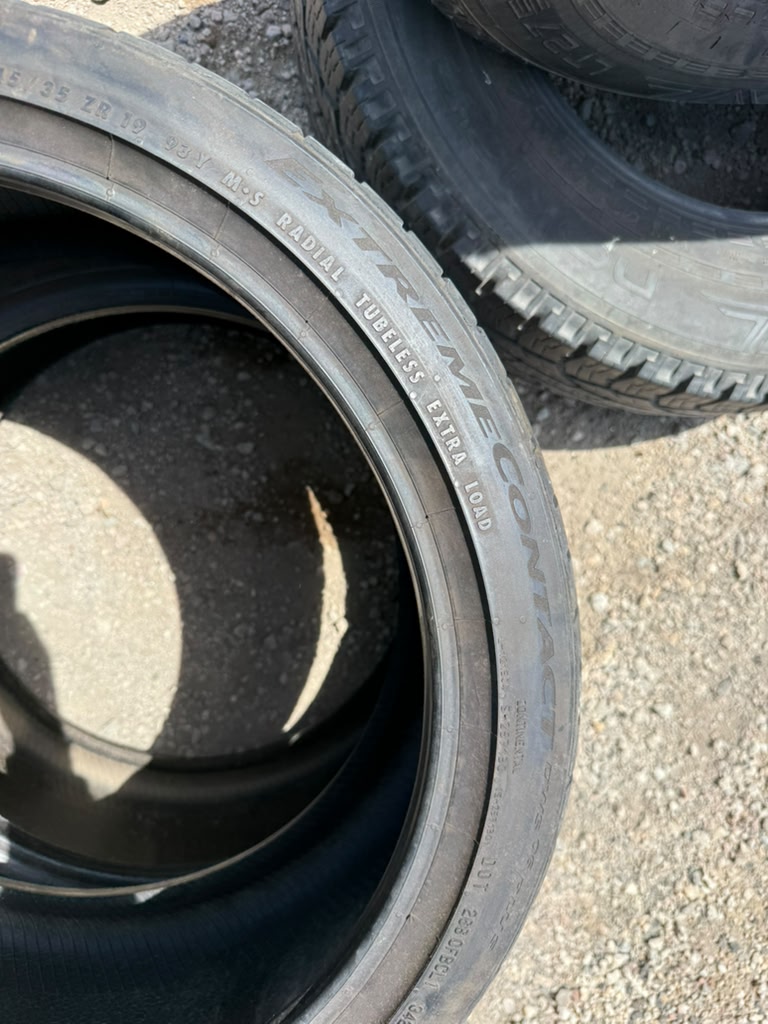245/35R19 Pair (2 Used Tires) Continental Extreme Contact