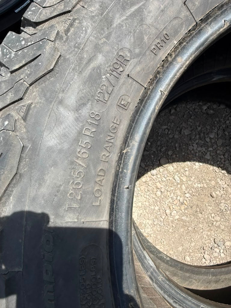 LT265/65R18 Pair (2 Used Tires) Bfgoodrich All Terrain KO2