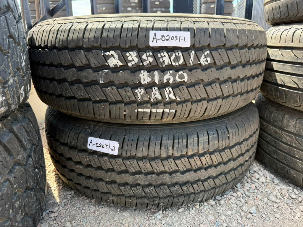 235/70R16 Pair (2 Like New Tires) Continental Contitrac