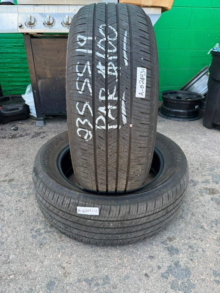 235/55R19 Pair (2 Used Tires) Bridgestone Alenza Sport AS