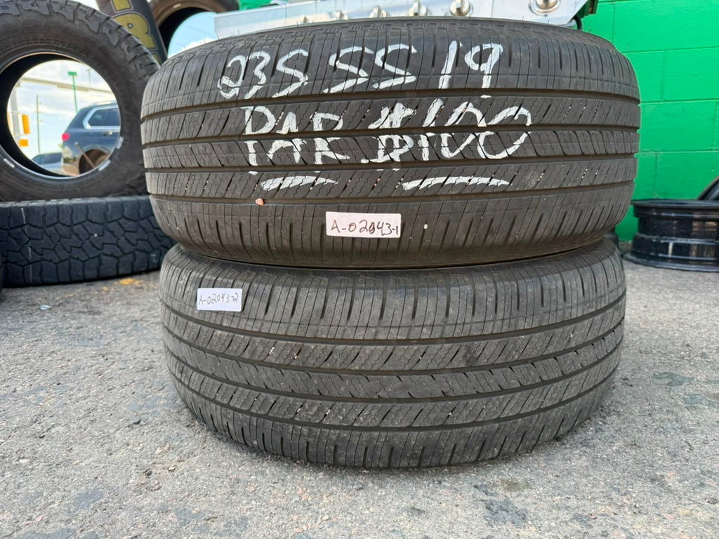 235/55R19 Pair (2 Used Tires) Bridgestone Alenza Sport AS