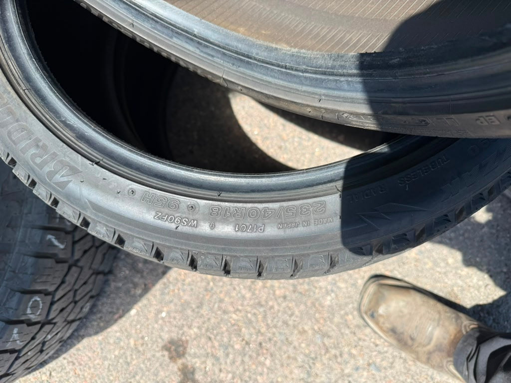 235/40R18 (3 Used Tires) Bridgestone Blizzak WS90 (Studless)