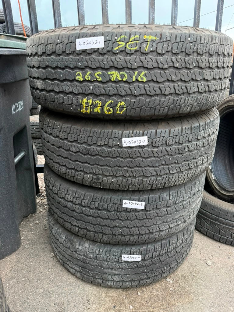 265/70R16 Set (4 Used Tires) Goodyear Wrangler Territory AT