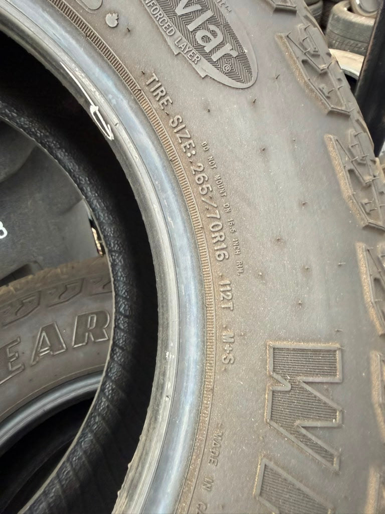 265/70R16 Set (4 Used Tires) Goodyear Wrangler Territory AT