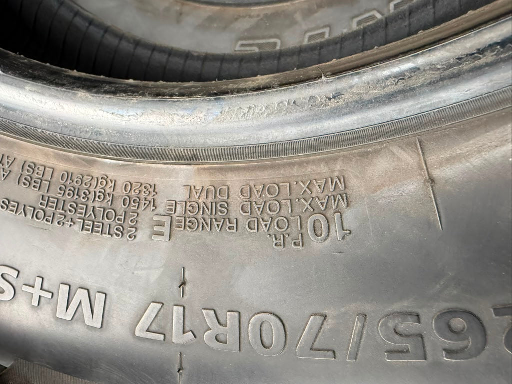 LT265/70R17 Pair (2 Used Tires) Delinte DX-10