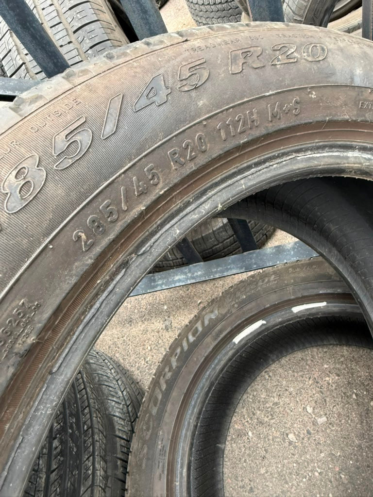 285/45R20 Pair (2 Used Tires) Pirelli Scorpian Verde