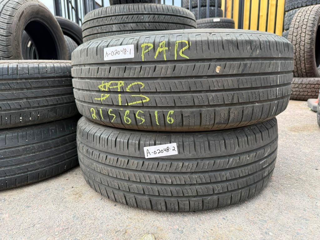 215/65R16 Pair (2 Used Tires) Prinx Hicity HH2