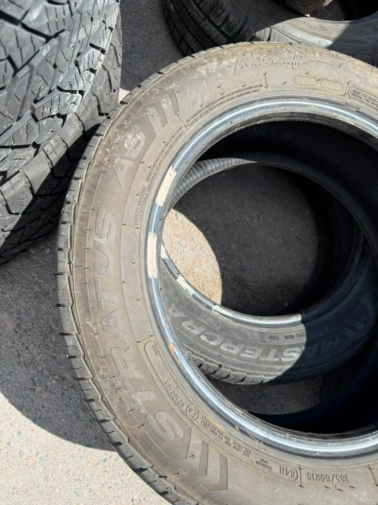 185/60R15 Pair (2 Used Tires) Mastercaft Stratus