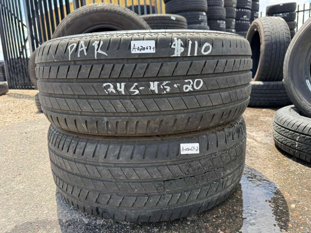 245/45R20 Pair (2 Used Tires) Bridgestone Alenza 001