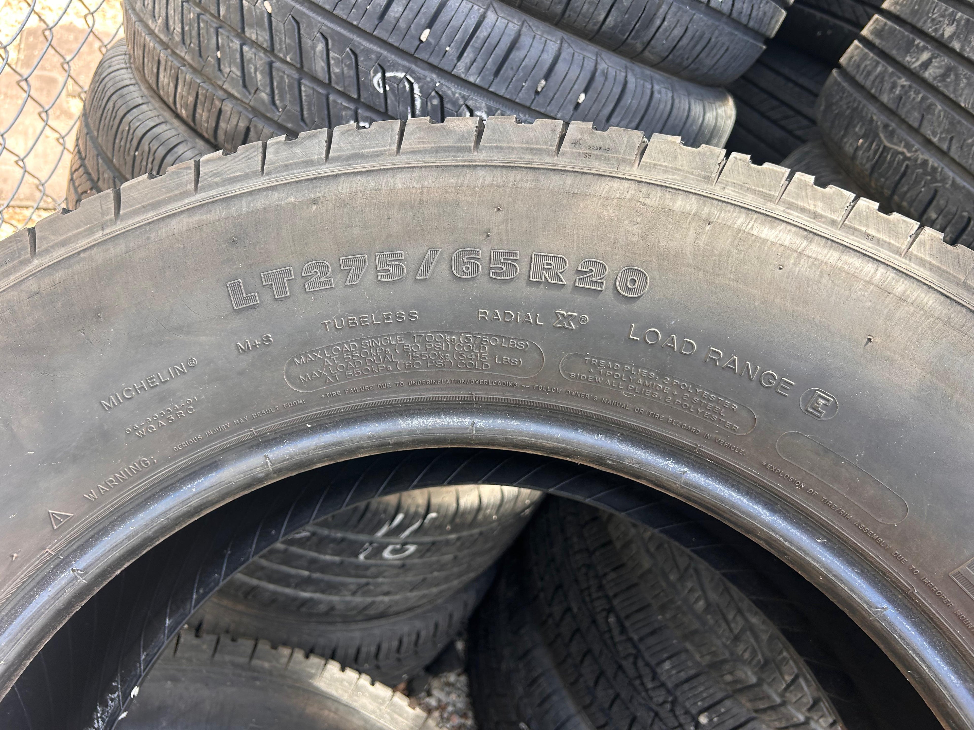 LT275/65R20 Pair (2 Used Tires) Michelin LTX AT2