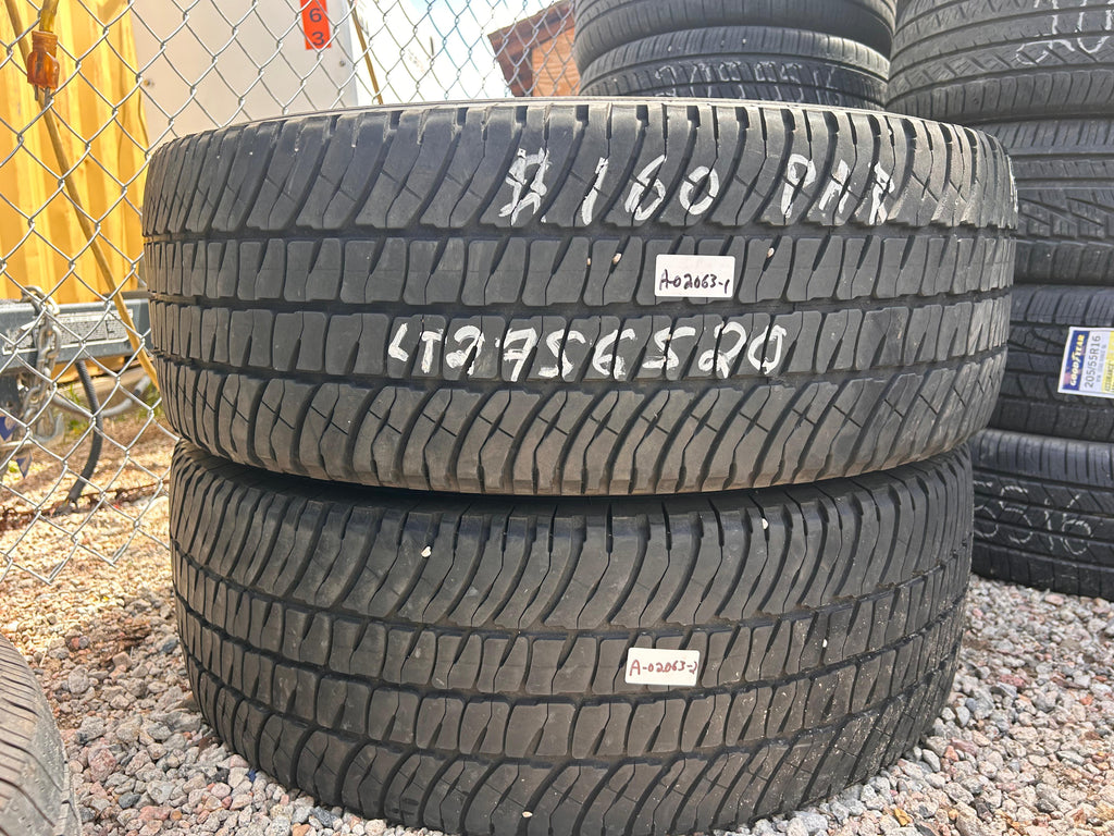 LT275/65R20 Pair (2 Used Tires) Michelin LTX AT2