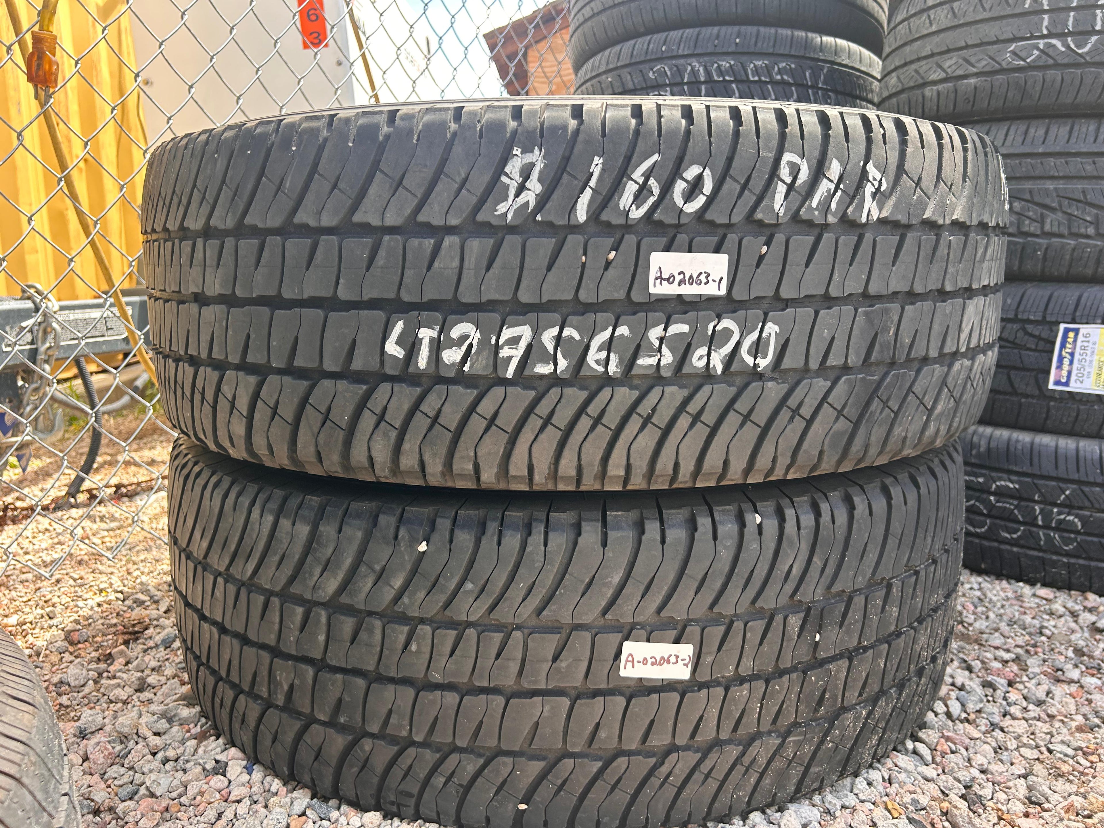 LT275/65R20 Pair (2 Used Tires) Michelin LTX AT2