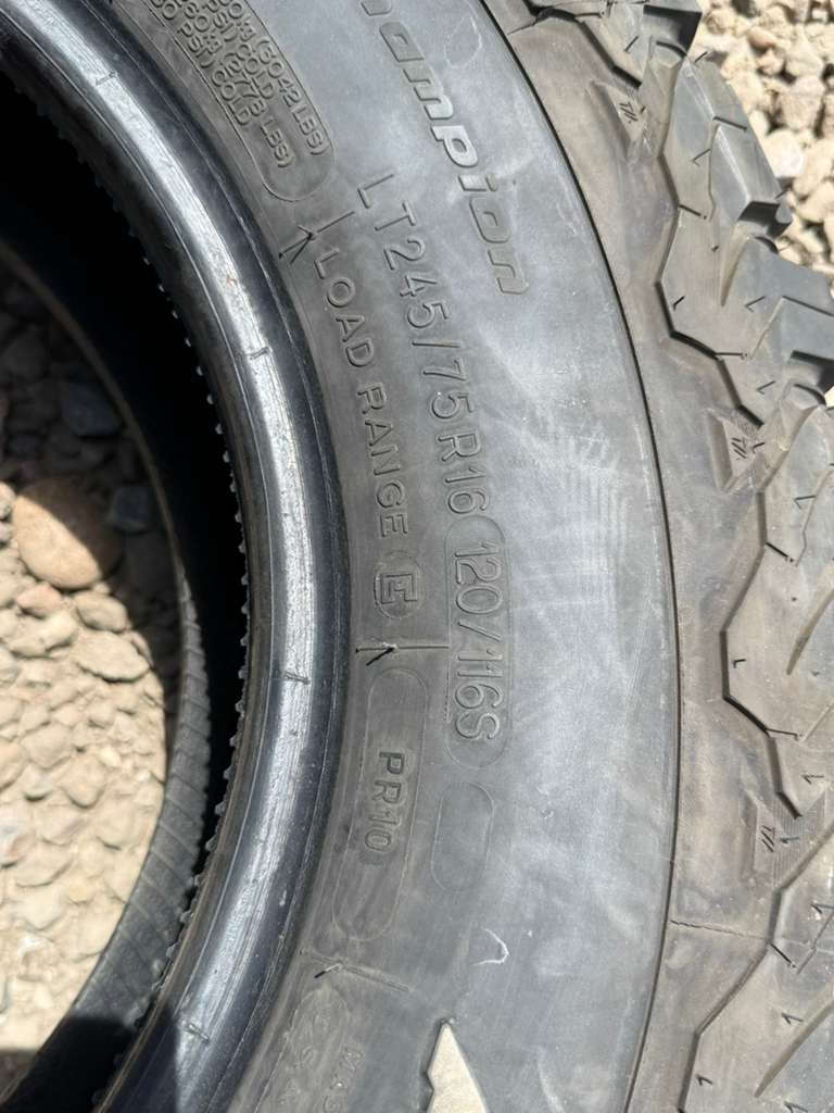 LT245/75R16  Pair (2 Used Tires) Bfgoodrich K02