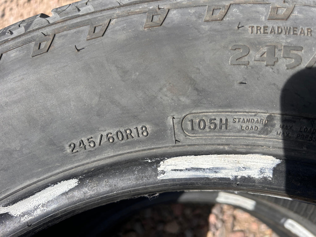 245/60R18 Pair (2 Used Tires) Dean Tires Back Country Touring HT