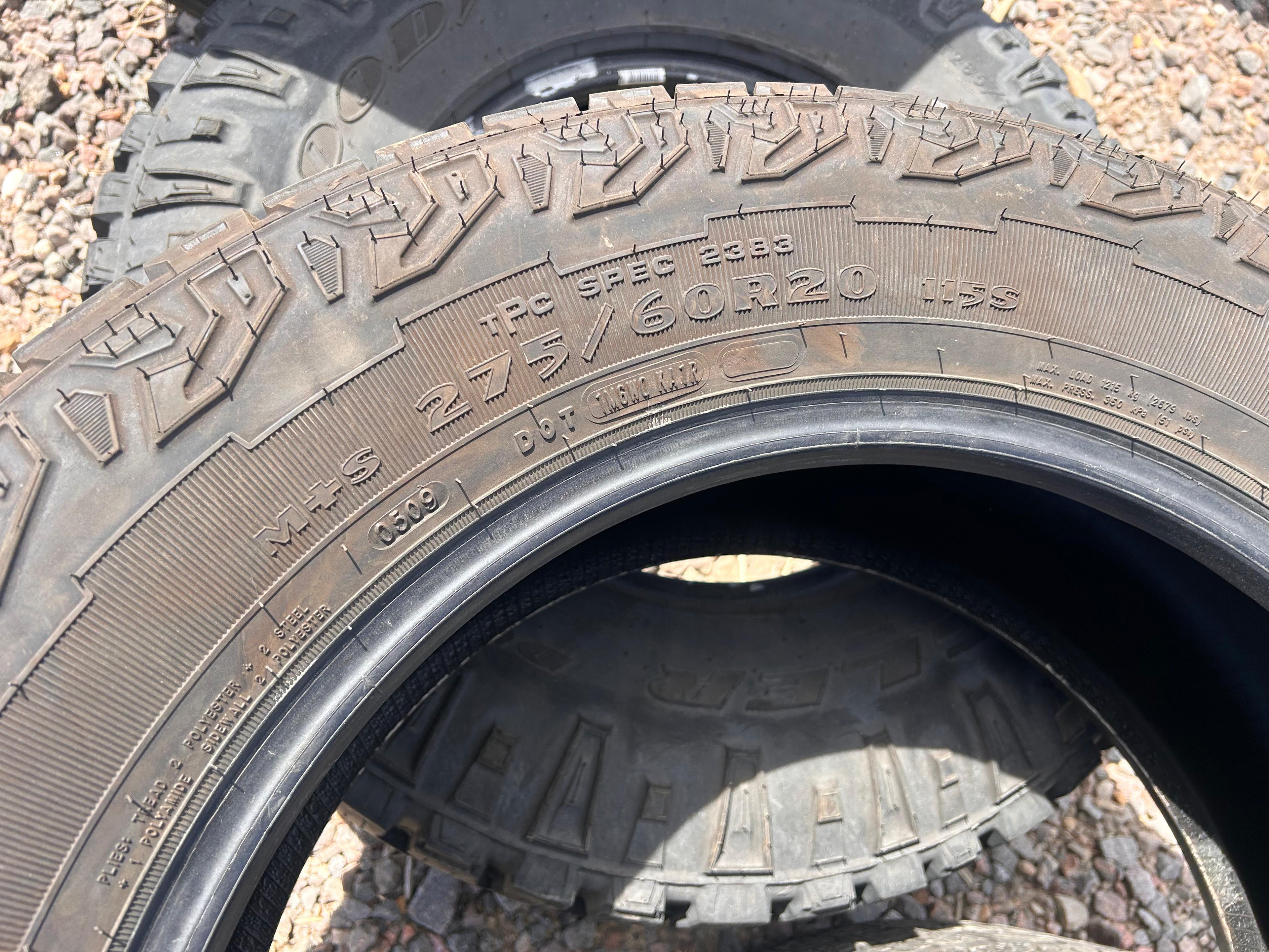 275/60R20 Pair (2 Like New Tires) Goodyear Wrangler Territory AT