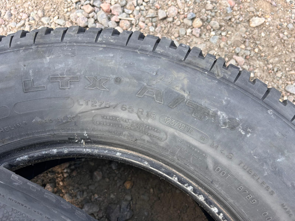 LT275/65R18 Pair (2 Used Tires) Michelin LTX AT