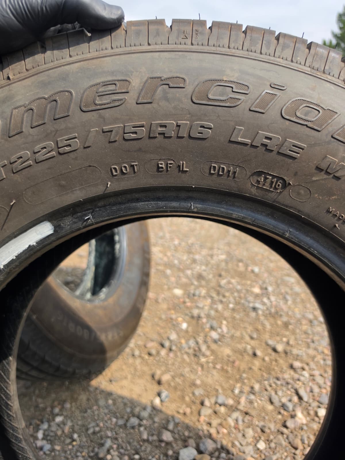 LT225/75R16 Single (1 Used Tire) Bfgoodrich Commercial T/A
