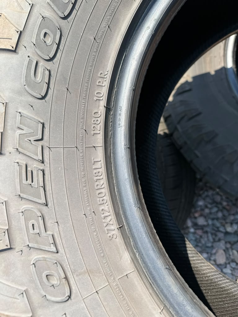 LT37X12.50R18 Pair (2 Used Tires) Toyo Open Country AT3