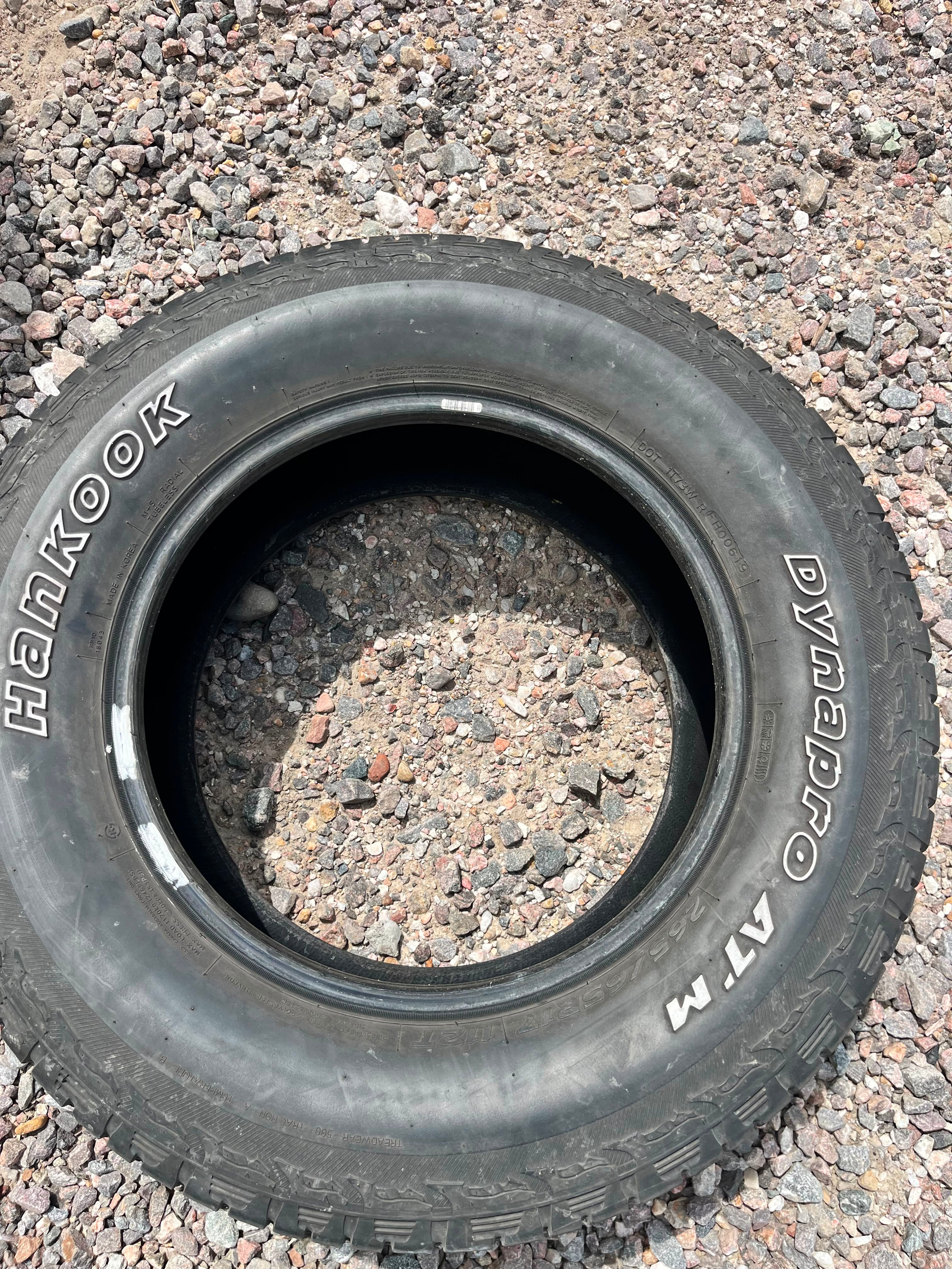 265/65R17 Pair (2 Used Tires)  Hankook Dynapro ATM