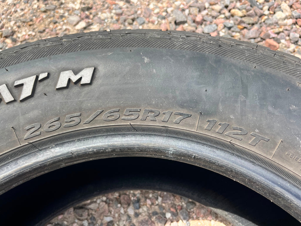 265/65R17 Pair (2 Used Tires)  Hankook Dynapro ATM