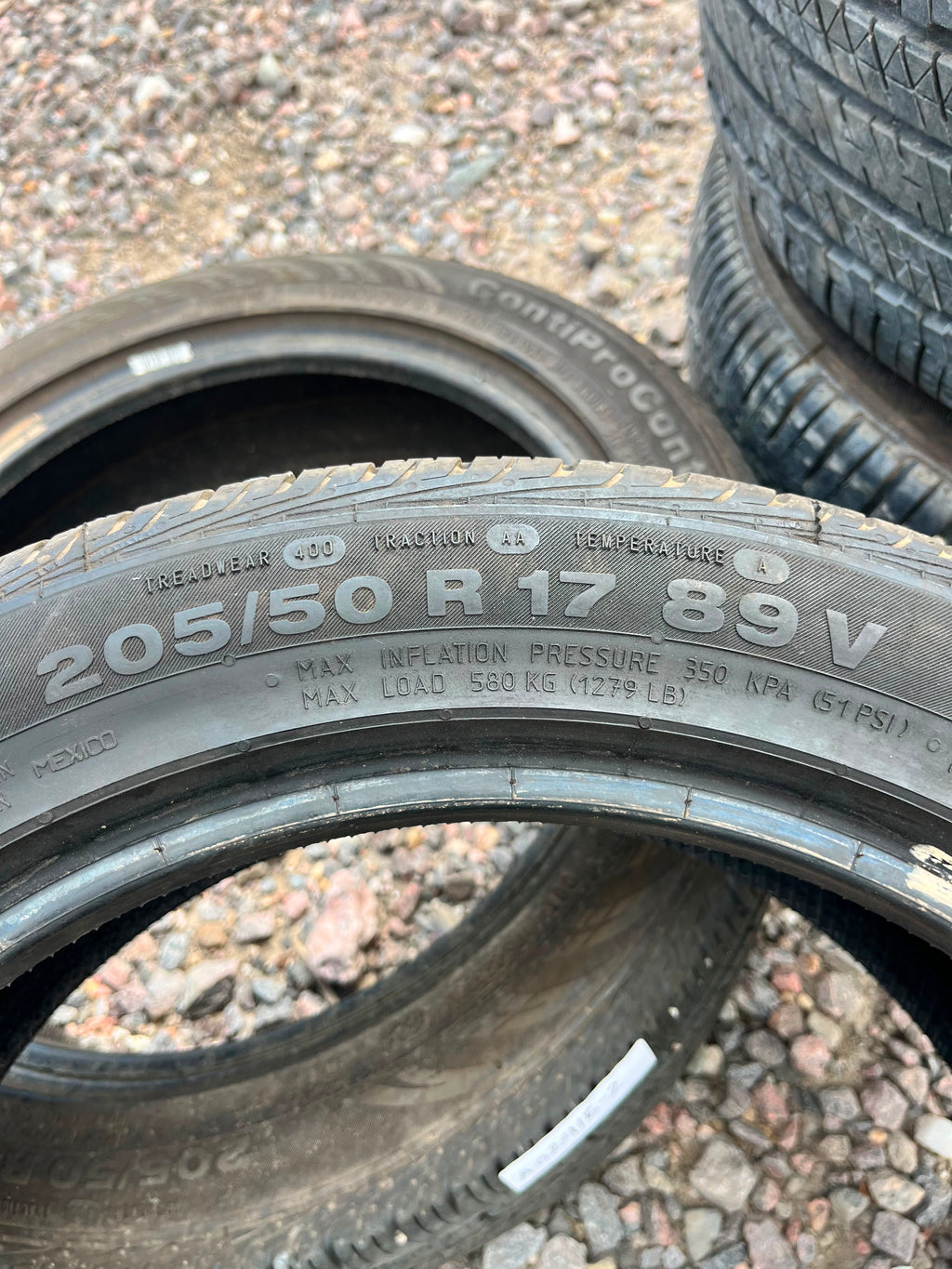 205/50R17 Pair (2 Used Tires) Continental ContiProContact