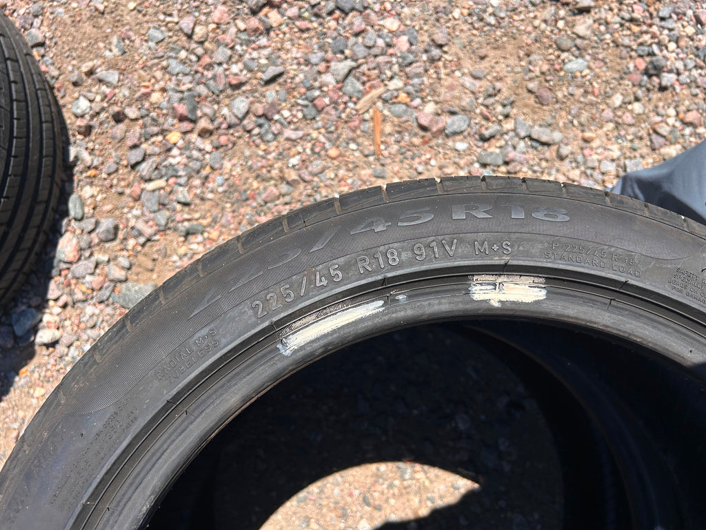 225/45R18 Pair (2 Used Tires) Pirelli Cinturato P7