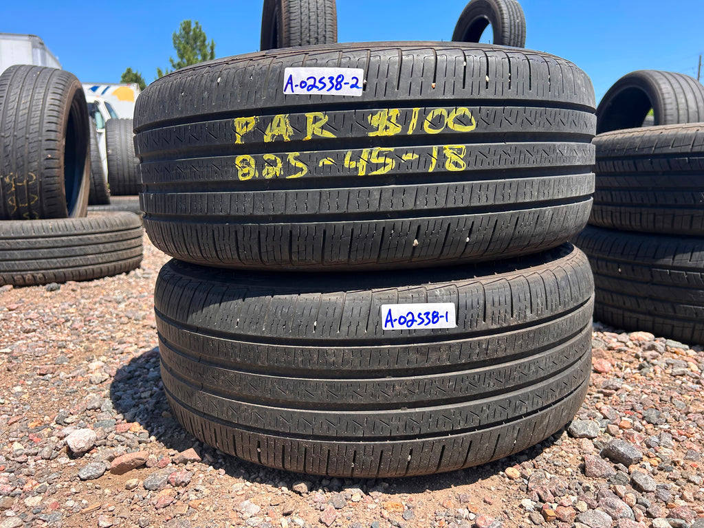225/45R18 Pair (2 Used Tires) Pirelli Cinturato P7