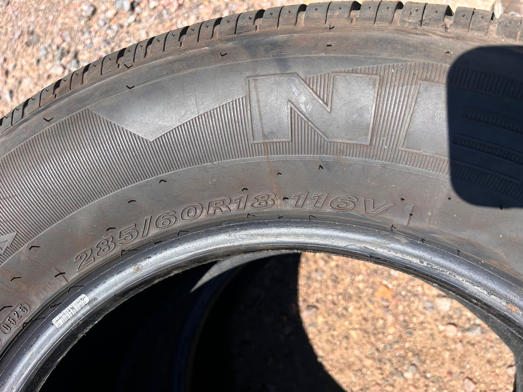 285/60R18 Set (4 Used Tires) Nexen Roadian HP
