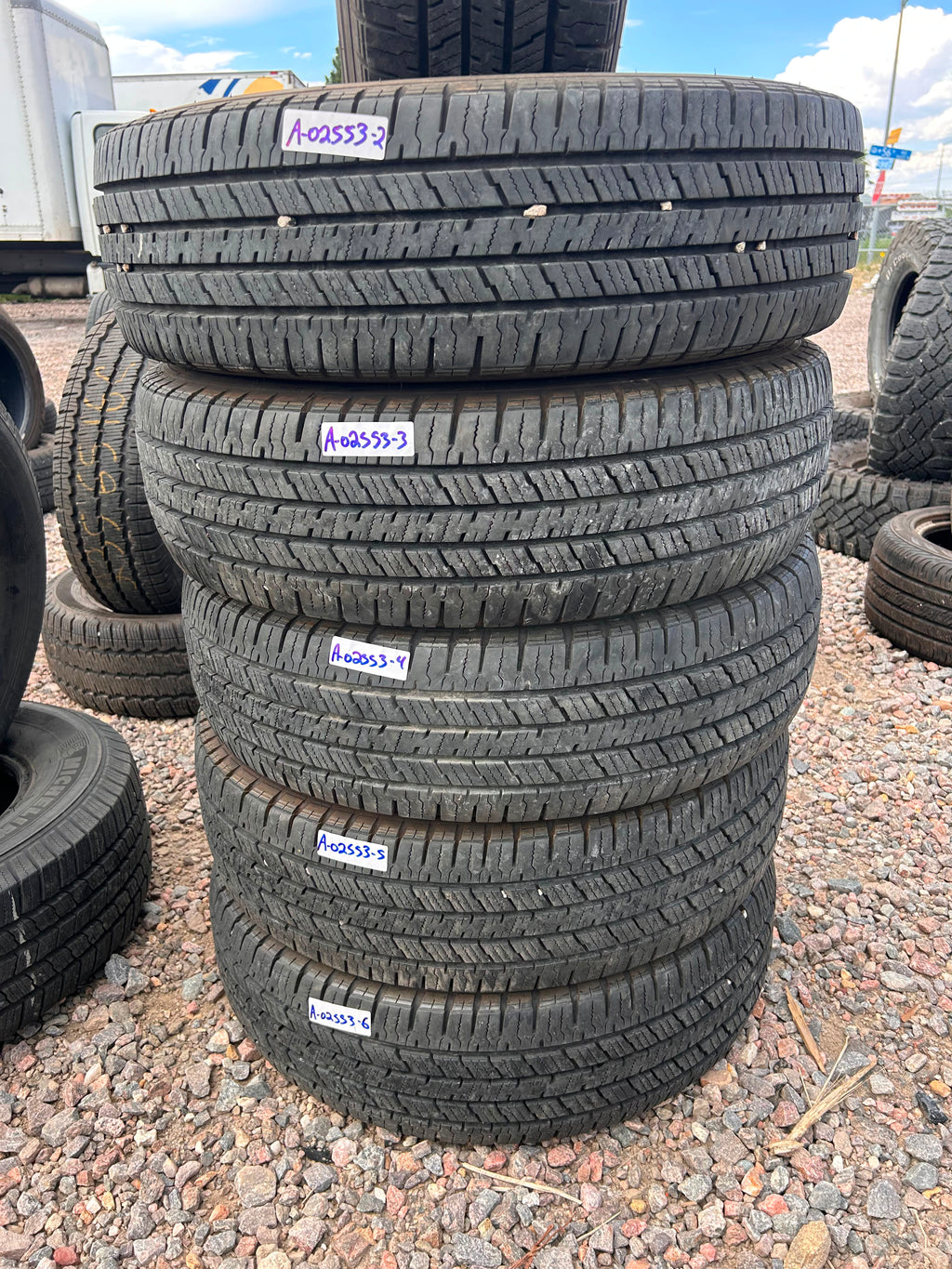LT225/75R16 Set (6 Used Tires) Hankook Dynapro HT
