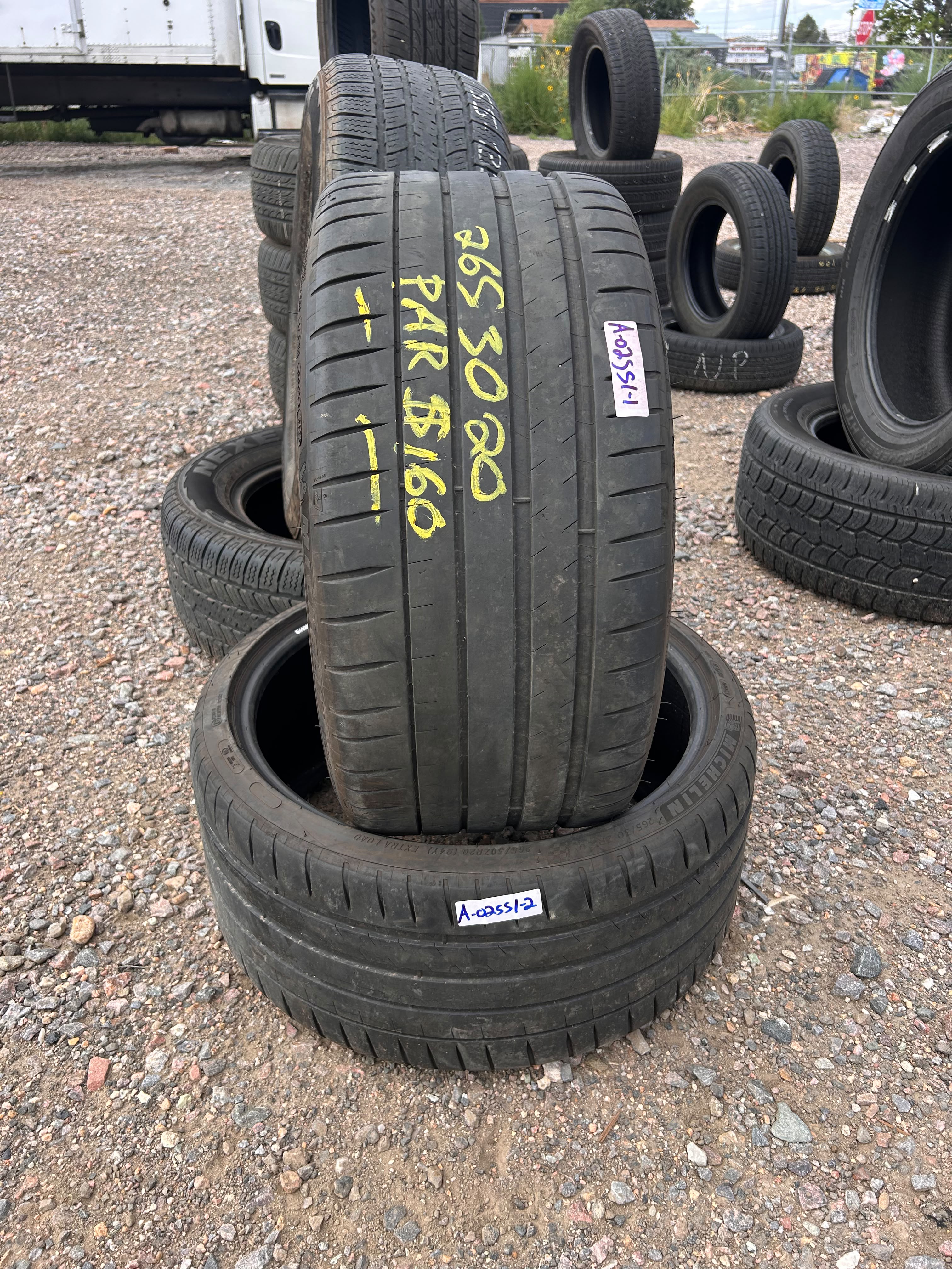 265/30R20 Pair (2 Used Tires) Michelin Pilot Sport 4S