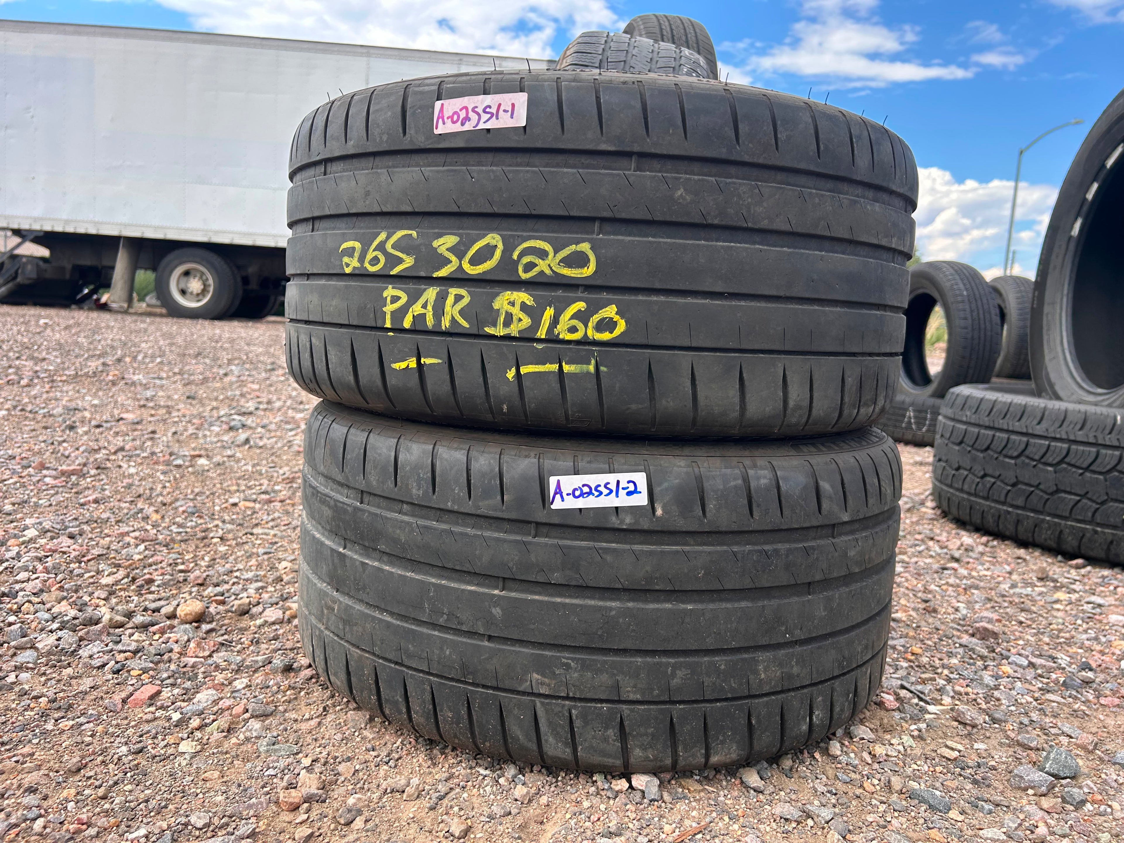 265/30R20 Pair (2 Used Tires) Michelin Pilot Sport 4S