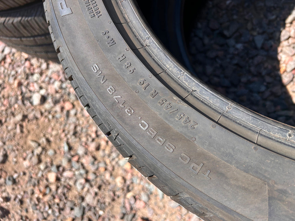 245/45R19 Pair (2 Used Tires)Continental Pro Contact TX