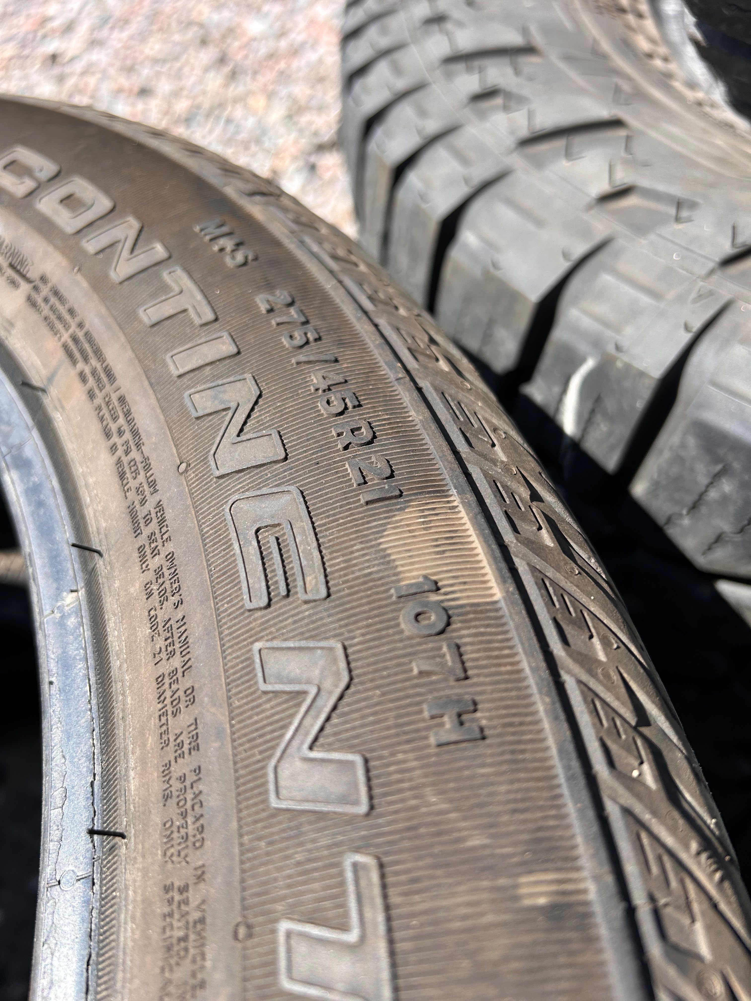 275/45R21 pair (2 Used Tires) Continental Cross Contact