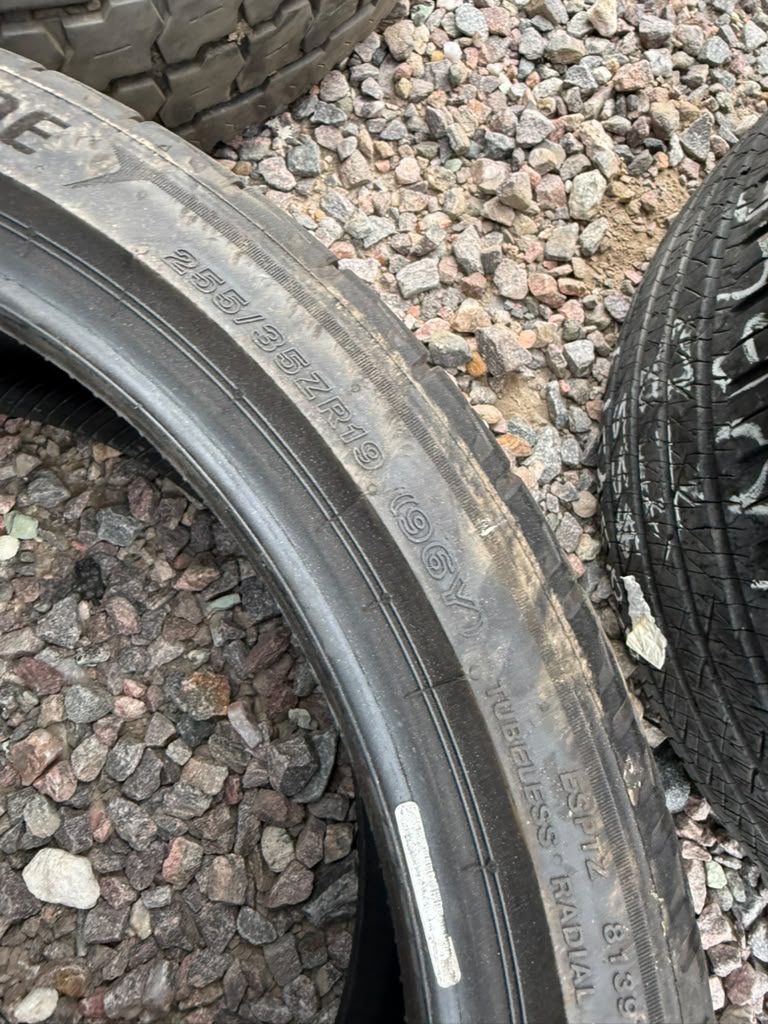255/35R19 Pair (2 Used Tires) Bridgestone Potenza Sport